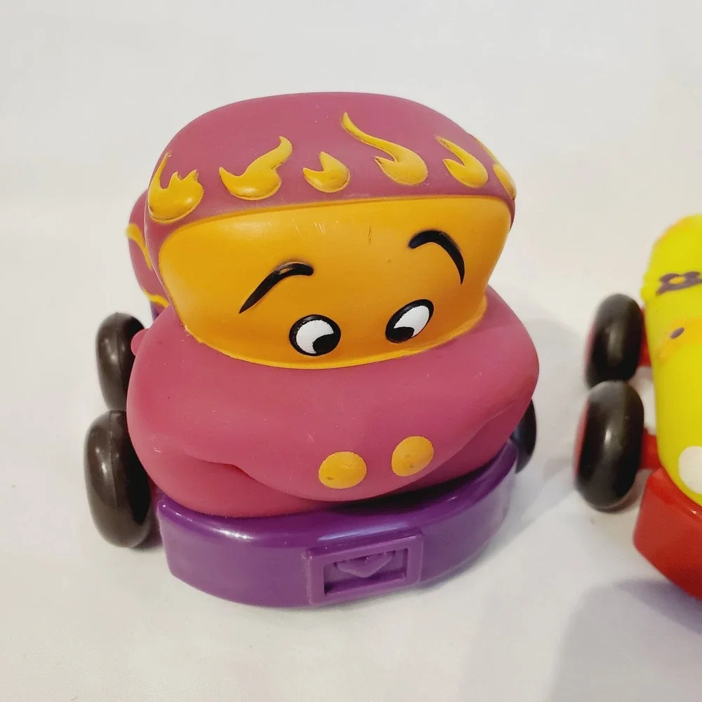 B. Toys Wheeee-ls! Soft Pull‎ Back Toy Cars Set of 3 Magenta Yellow Brown Taxi